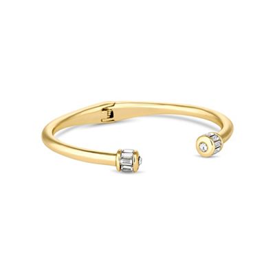 Gold crystal open bangle